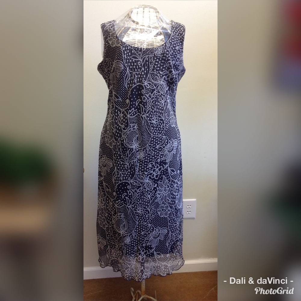 Believe Navy Print Sleeveless Dress